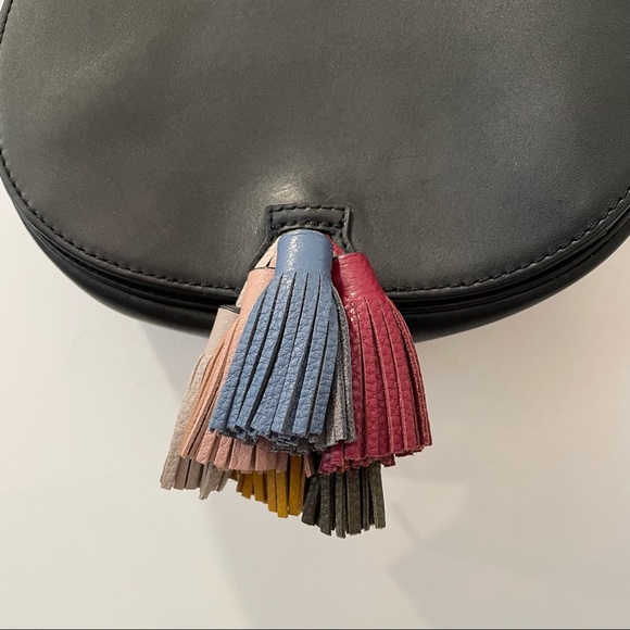 ⭐️ Rebecca Minkoff Sofia Multicolor Tassel Rainbow Black Leather Crossbody Bag - Picture 9 of 16